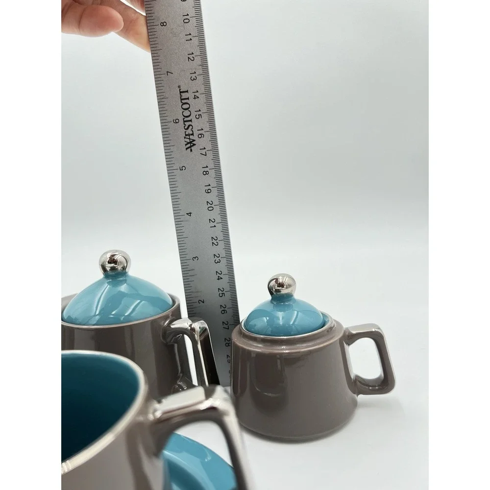 Vintage Stacking Espresso Coffee Set (Turquoise/Brown)